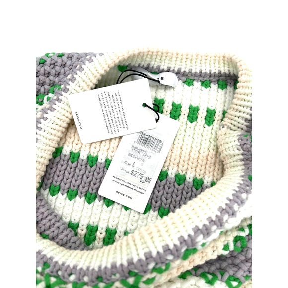 Reiss Anna Pastel Stripe Knit Sweater Pullover In Green & White Sz S - Picture 10 of 12